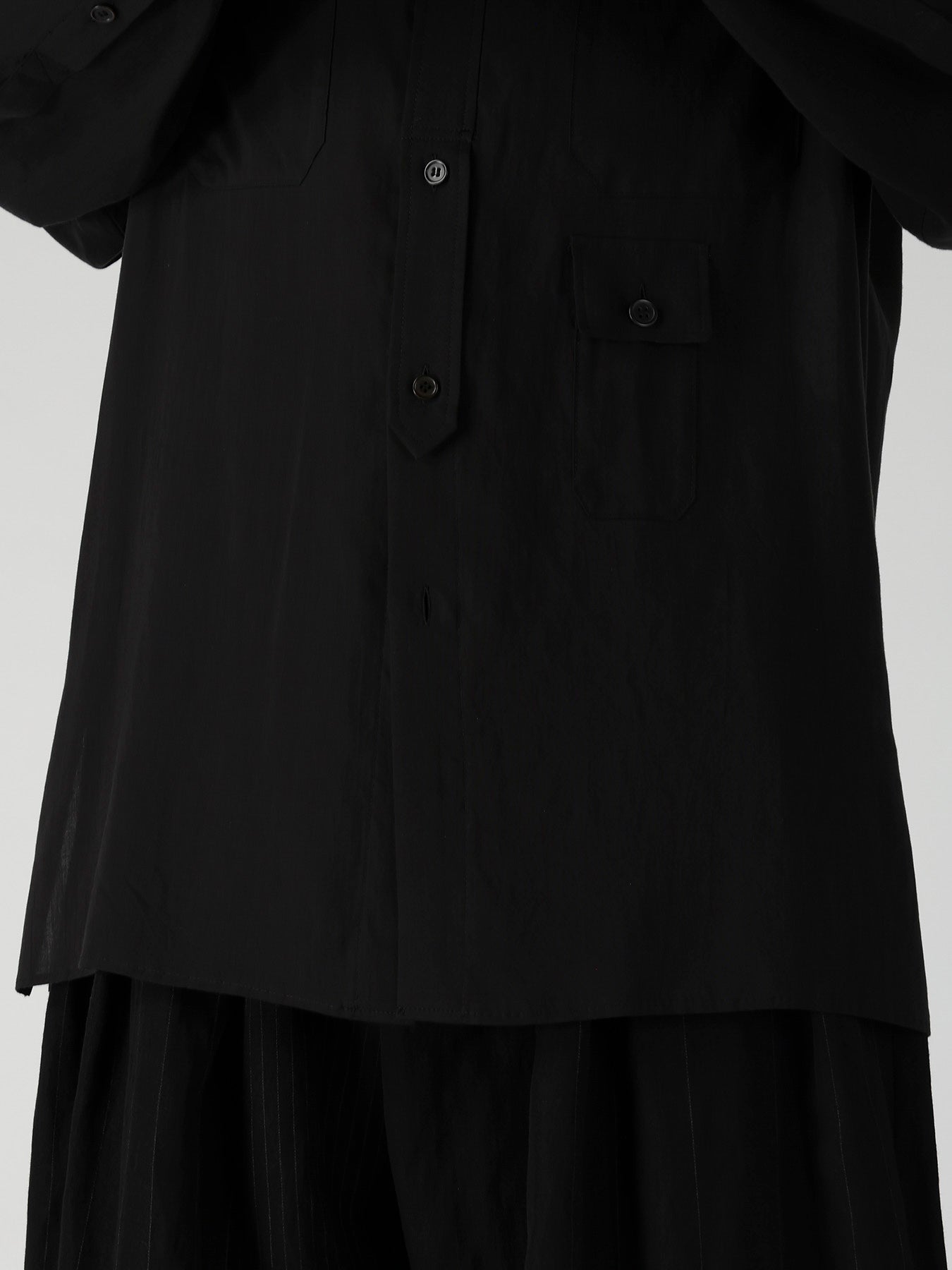 CELLULOSE LAWN PEN POCKET DOUBLE COLLAR BLOUSE