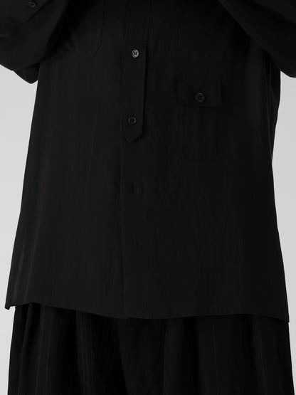 CELLULOSE LAWN PEN POCKET DOUBLE COLLAR BLOUSE