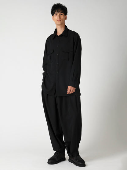 WOOL GABARDINE DOUBLE COLLAR BLOUSE
