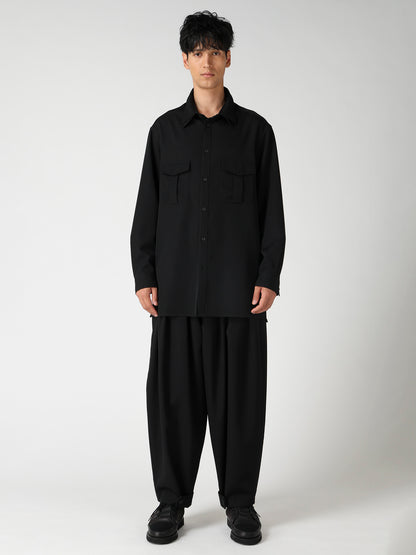 WOOL GABARDINE DOUBLE COLLAR BLOUSE