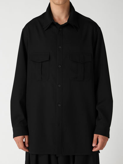 WOOL GABARDINE DOUBLE COLLAR BLOUSE