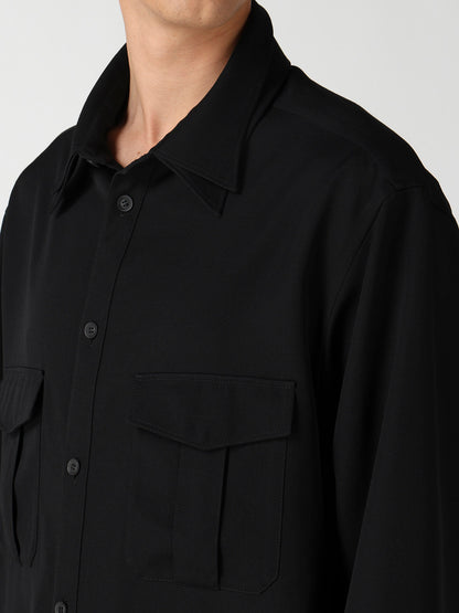 WOOL GABARDINE DOUBLE COLLAR BLOUSE