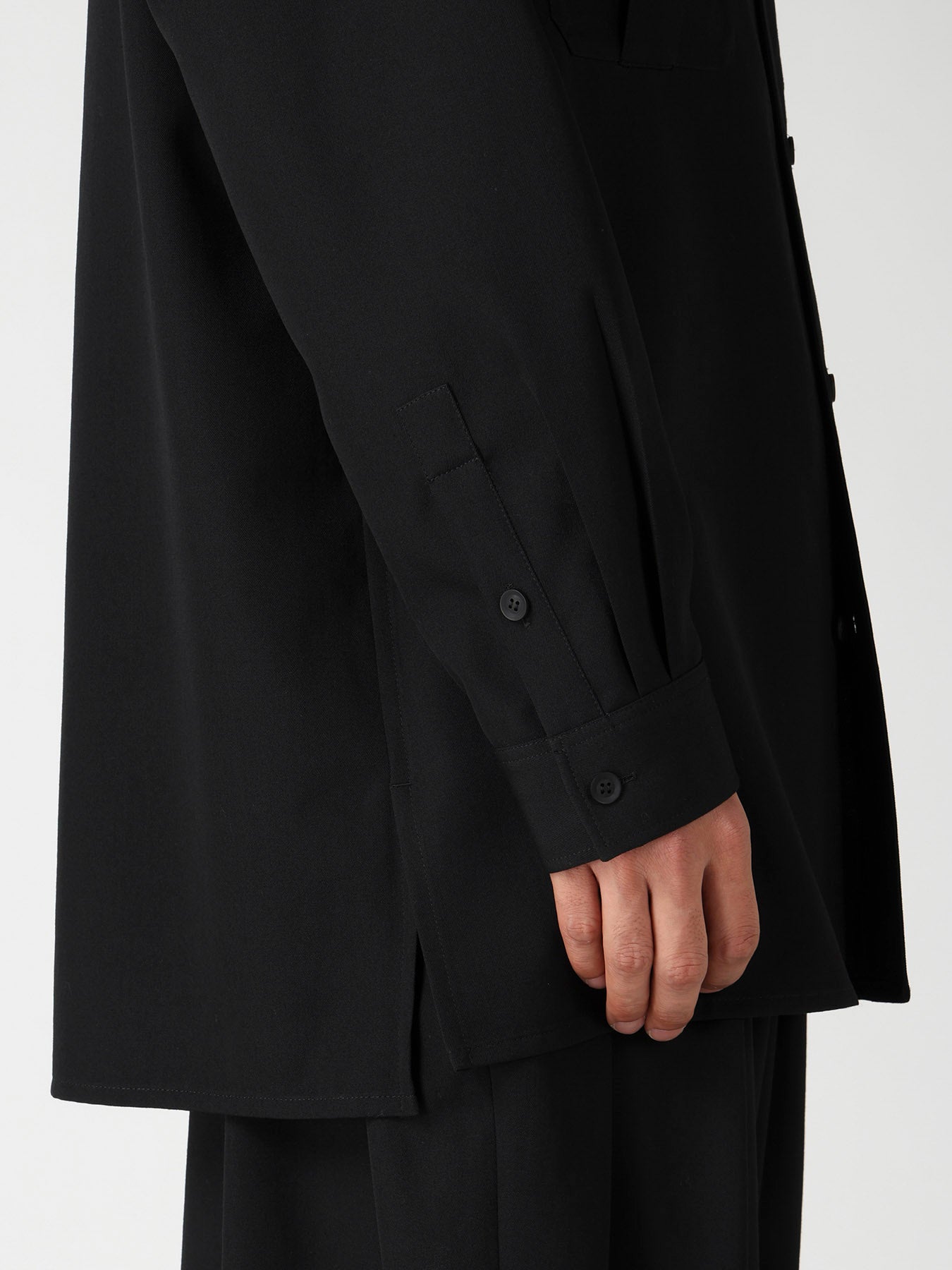 WOOL GABARDINE DOUBLE COLLAR BLOUSE