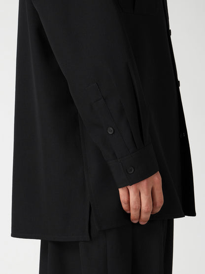 WOOL GABARDINE DOUBLE COLLAR BLOUSE