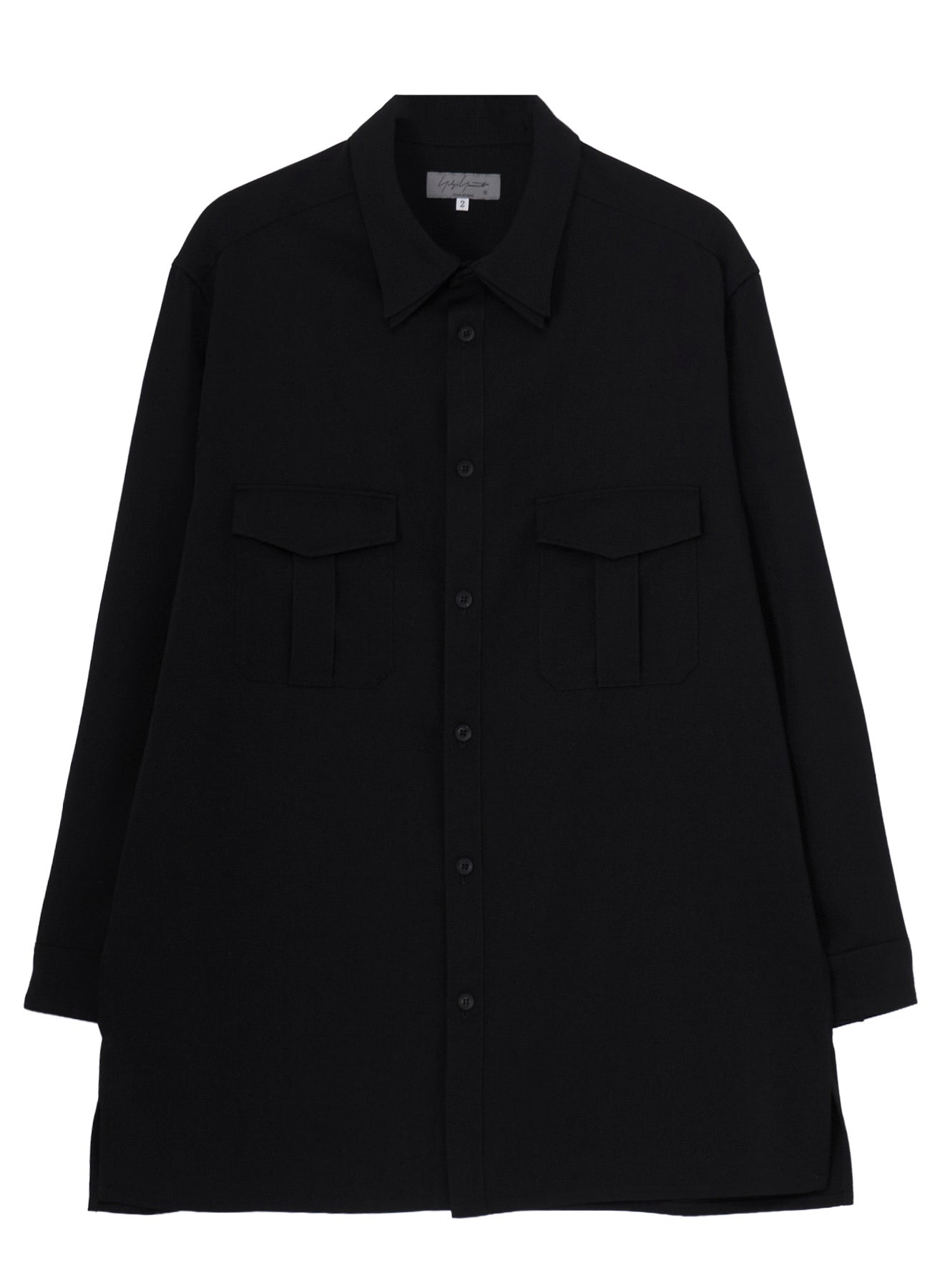 WOOL GABARDINE DOUBLE COLLAR BLOUSE