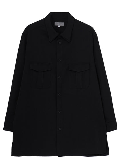 WOOL GABARDINE DOUBLE COLLAR BLOUSE