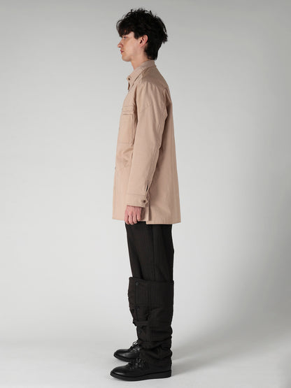 MILITARY BACK SATIN PADDED PANEL COLLAR BELT BLOUSE