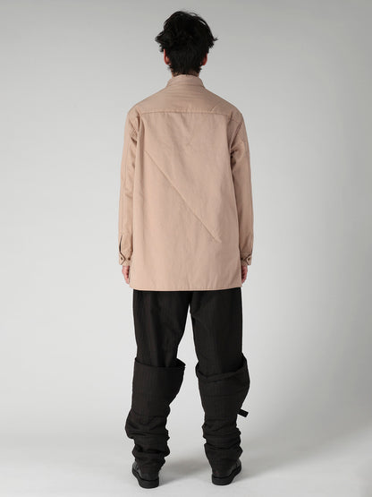 MILITARY BACK SATIN PADDED PANEL COLLAR BELT BLOUSE