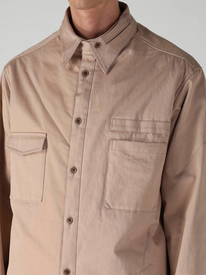 MILITARY BACK SATIN PADDED PANEL COLLAR BELT BLOUSE