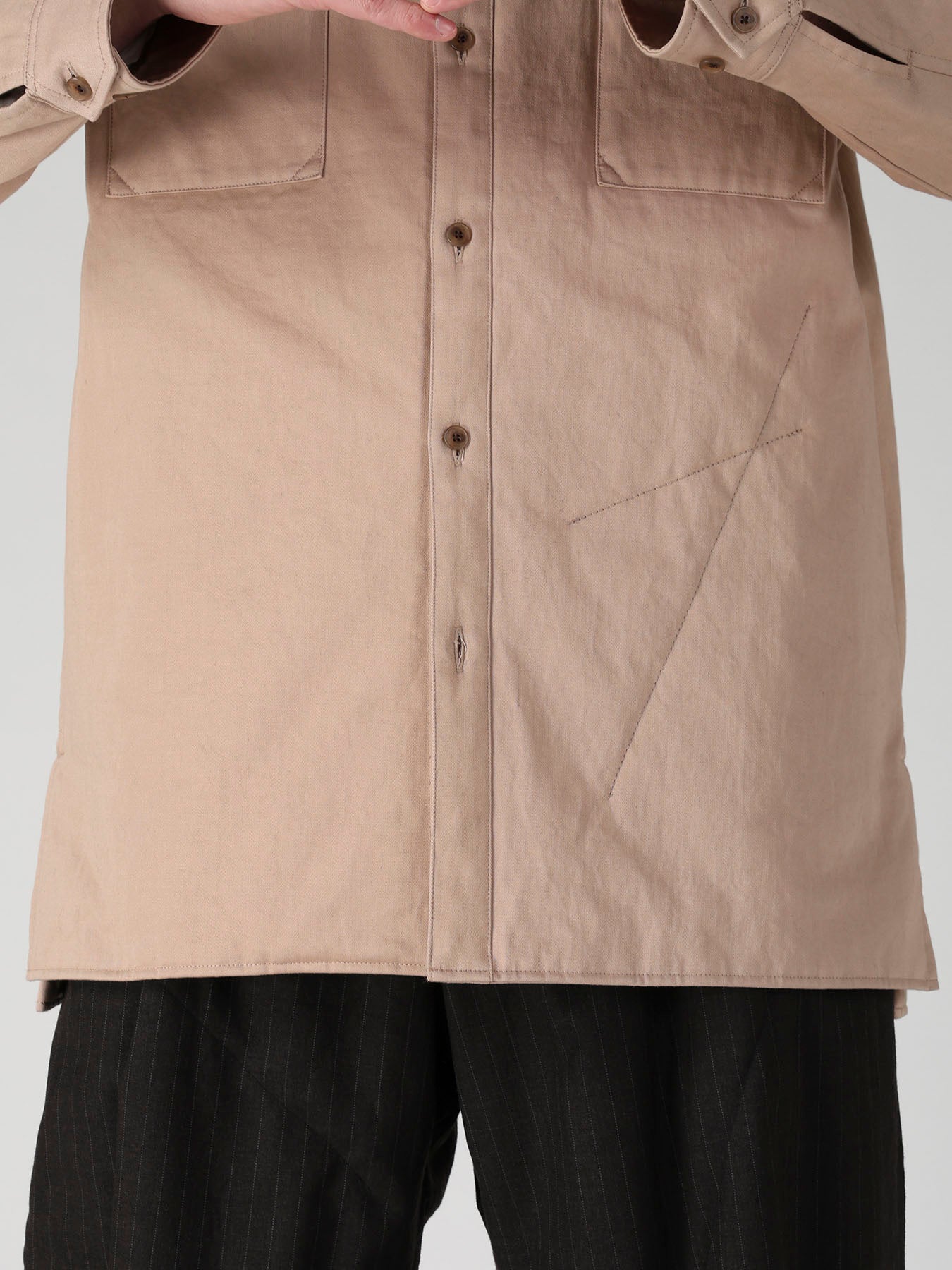 MILITARY BACK SATIN PADDED PANEL COLLAR BELT BLOUSE