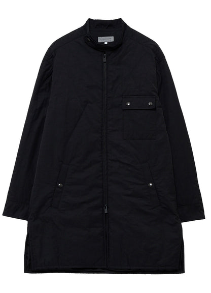 NY SPUN GABARDINE BLACK PADDED ZIP DOT BUTTON BLOUSE