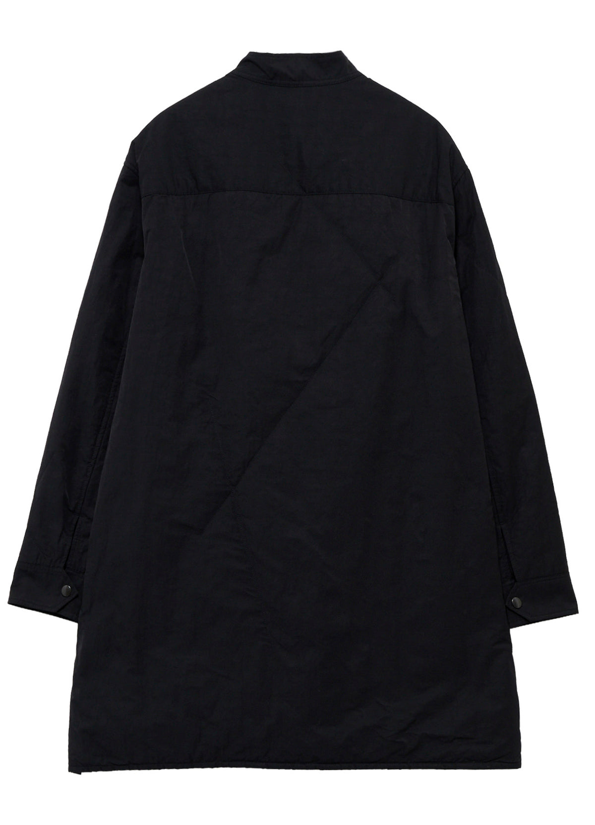 NY SPUN GABARDINE BLACK PADDED ZIP DOT BUTTON BLOUSE