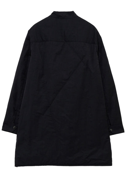 NY SPUN GABARDINE BLACK PADDED ZIP DOT BUTTON BLOUSE