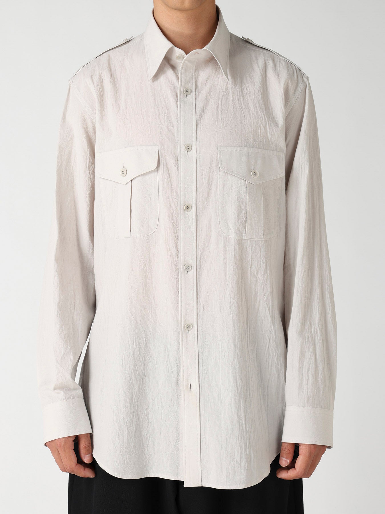 WRINKLE LAWN MILITALLY SHIRT – THE SHOP YOHJI YAMAMOTO