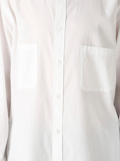 COTTON BROAD LETHER DETAIL SHIRT