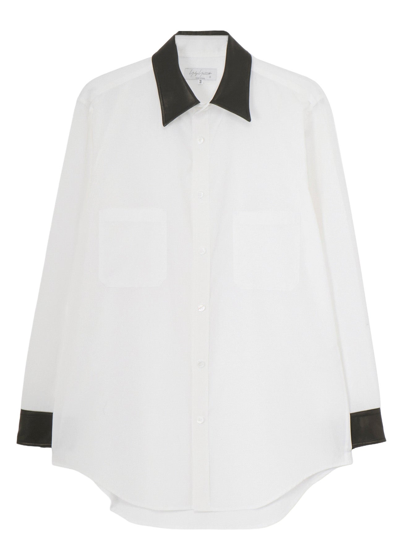 COTTON BROAD LETHER DETAIL SHIRT