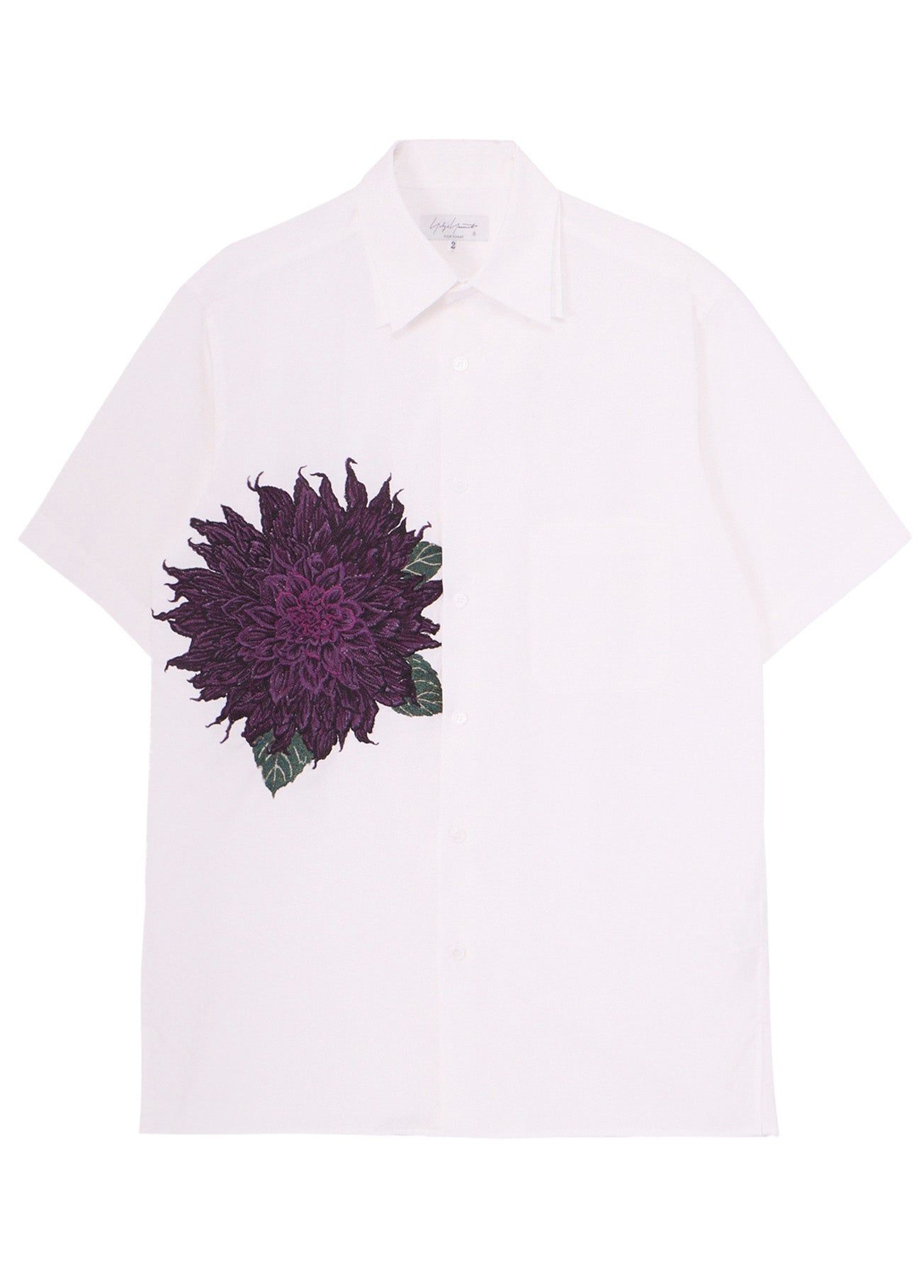 PURPLE DAHLIA EMBROIDERY DOUBLE COLLAR SHIRT