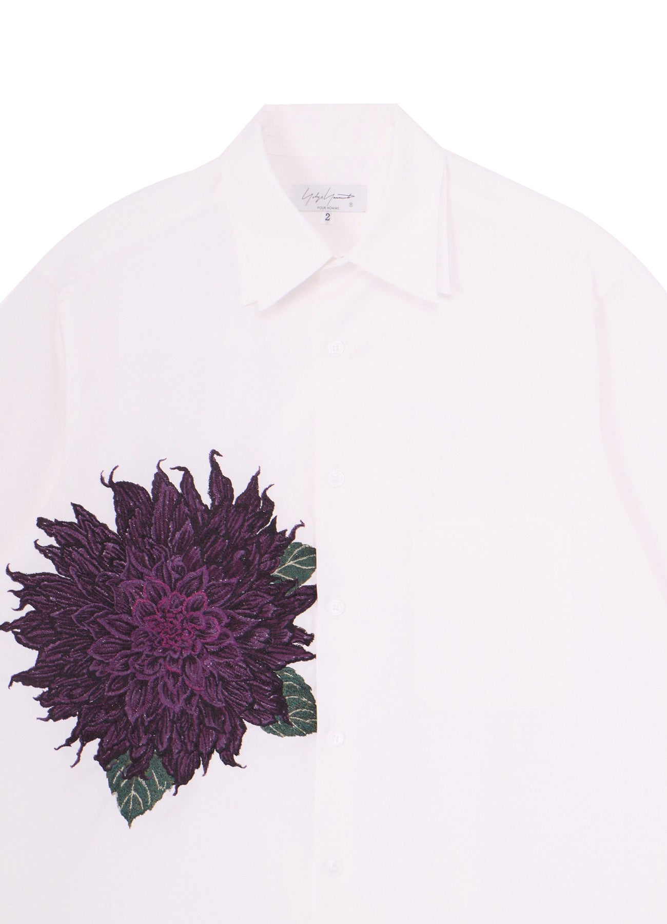 PURPLE DAHLIA EMBROIDERY DOUBLE COLLAR SHIRT