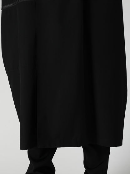 WOOL GABARDINE CROSS SHAPE ZIPPER COAT