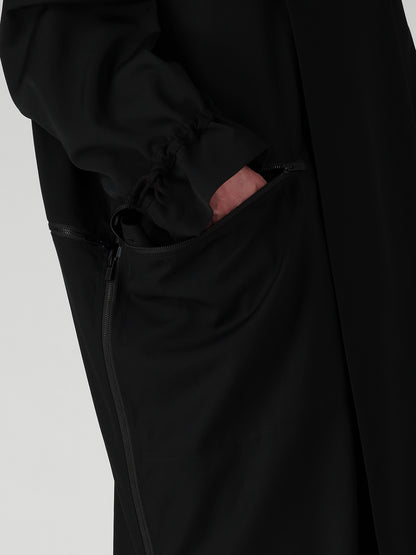 WOOL GABARDINE CROSS SHAPE ZIPPER COAT