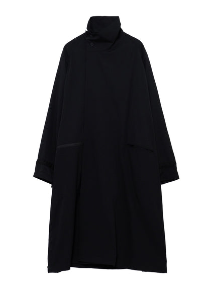 WOOL GABARDINE CROSS SHAPE ZIPPER COAT