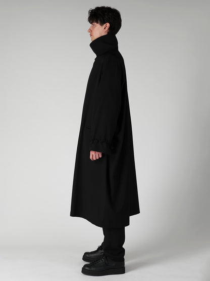 WOOL GABARDINE CROSS SHAPE ZIPPER COAT