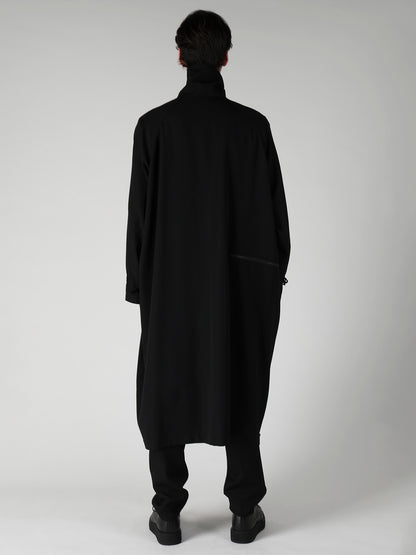 WOOL GABARDINE CROSS SHAPE ZIPPER COAT