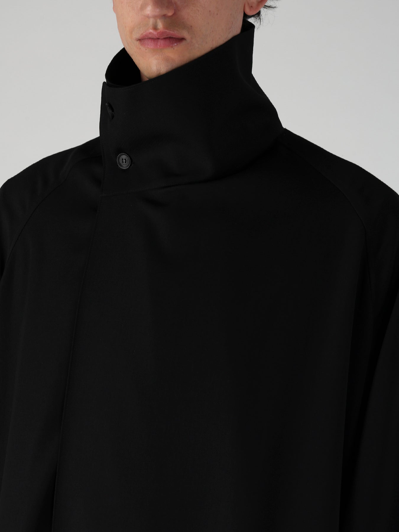 WOOL GABARDINE CROSS SHAPE ZIPPER COAT