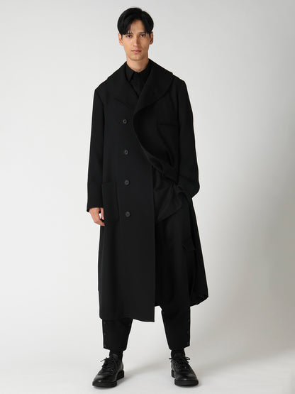 ARMY GABARDINE ROUND COLLAR COAT