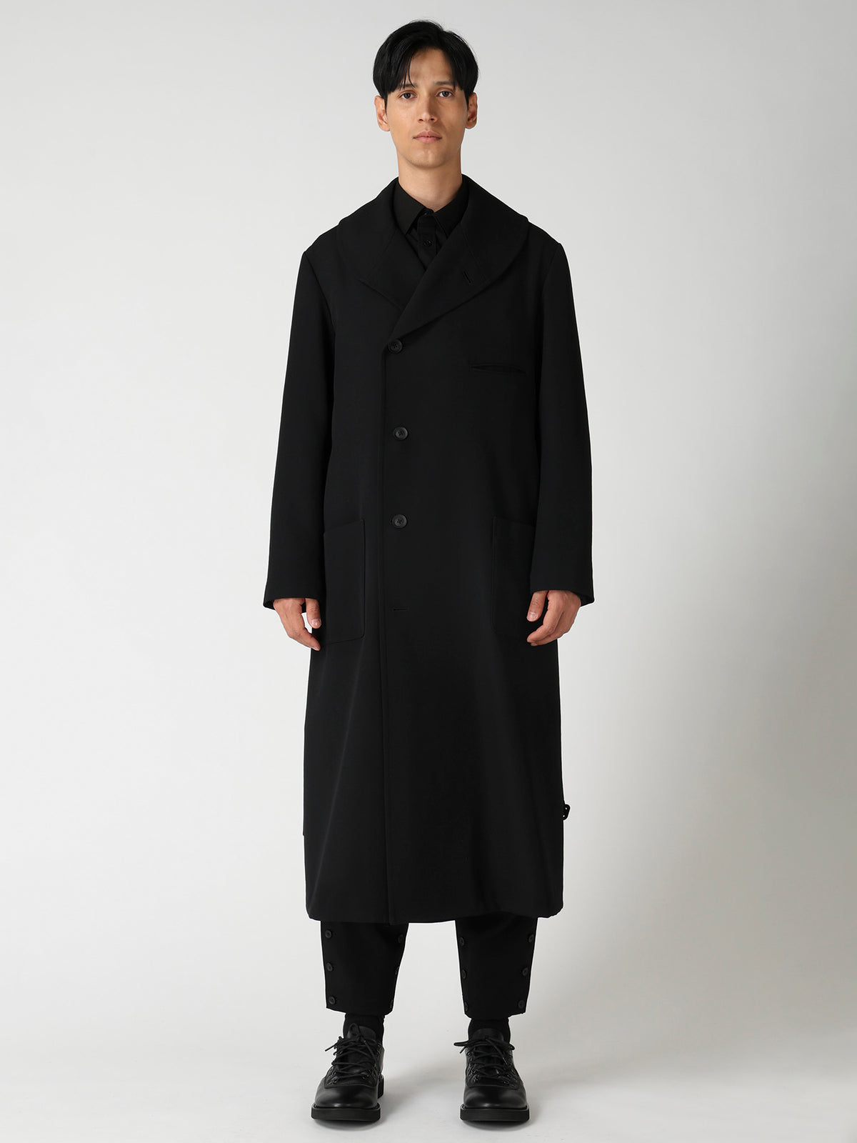 ARMY GABARDINE ROUND COLLAR COAT
