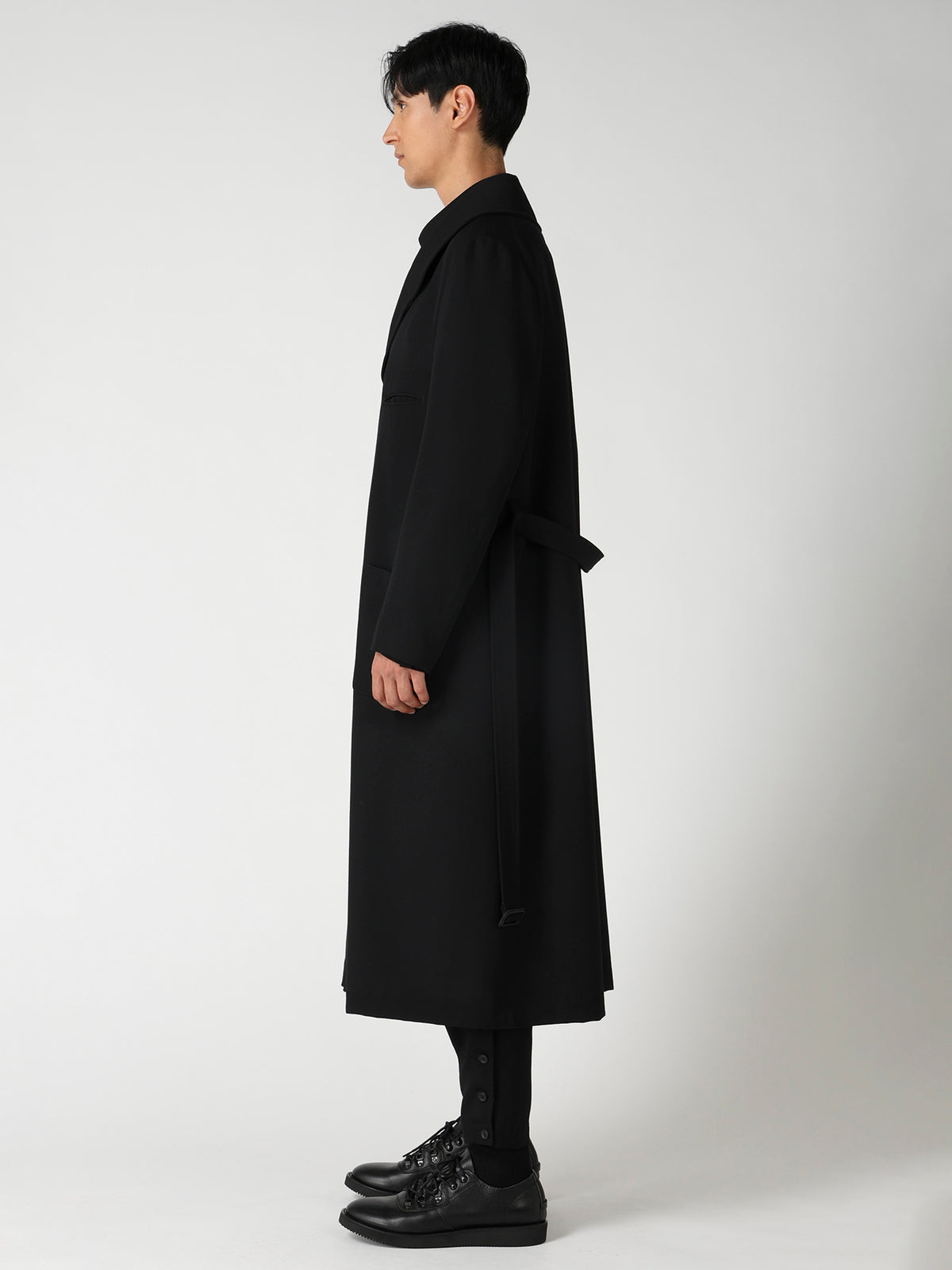ARMY GABARDINE ROUND COLLAR COAT