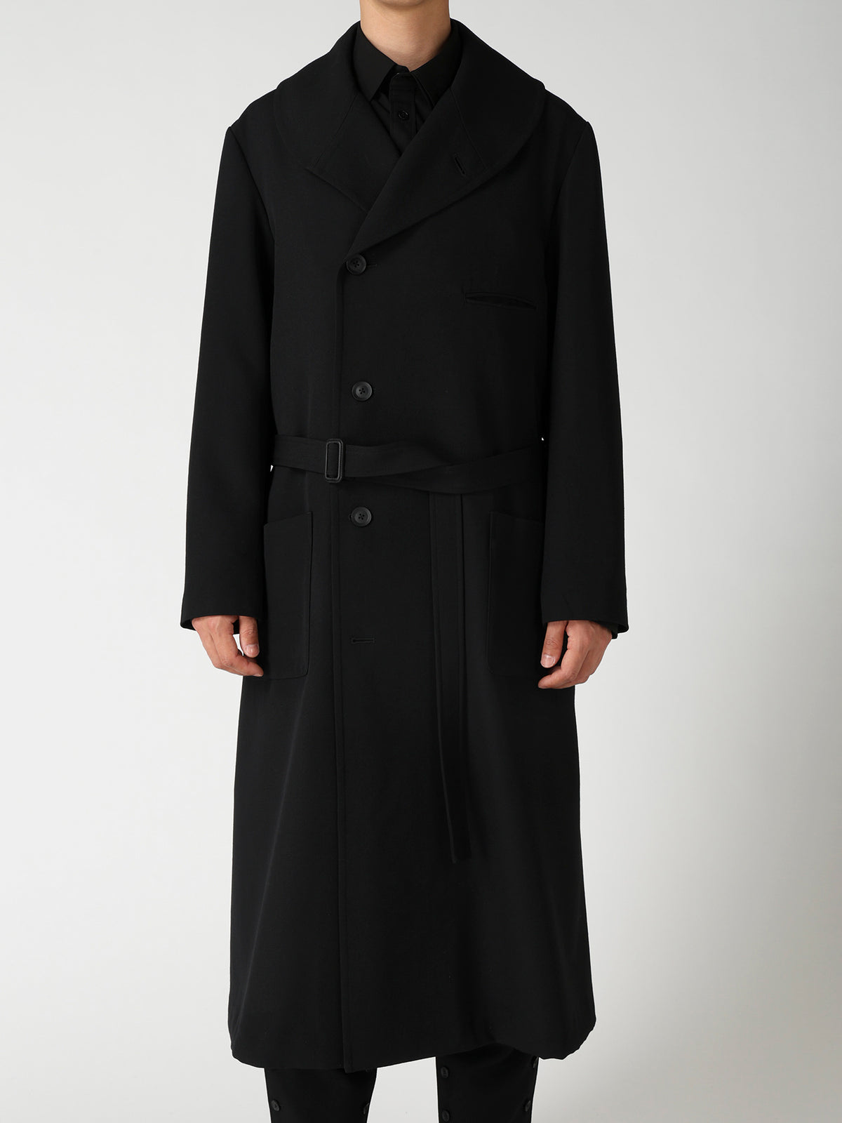 ARMY GABARDINE ROUND COLLAR COAT