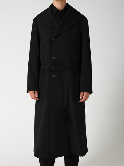 ARMY GABARDINE ROUND COLLAR COAT