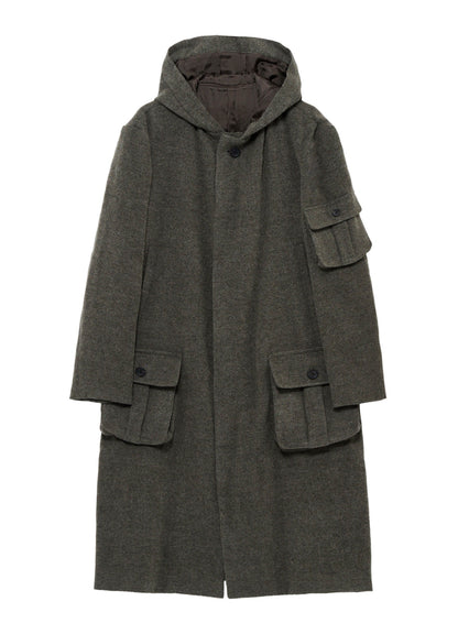 ARMY BLANKET  3 POCKETS HOODED COAT