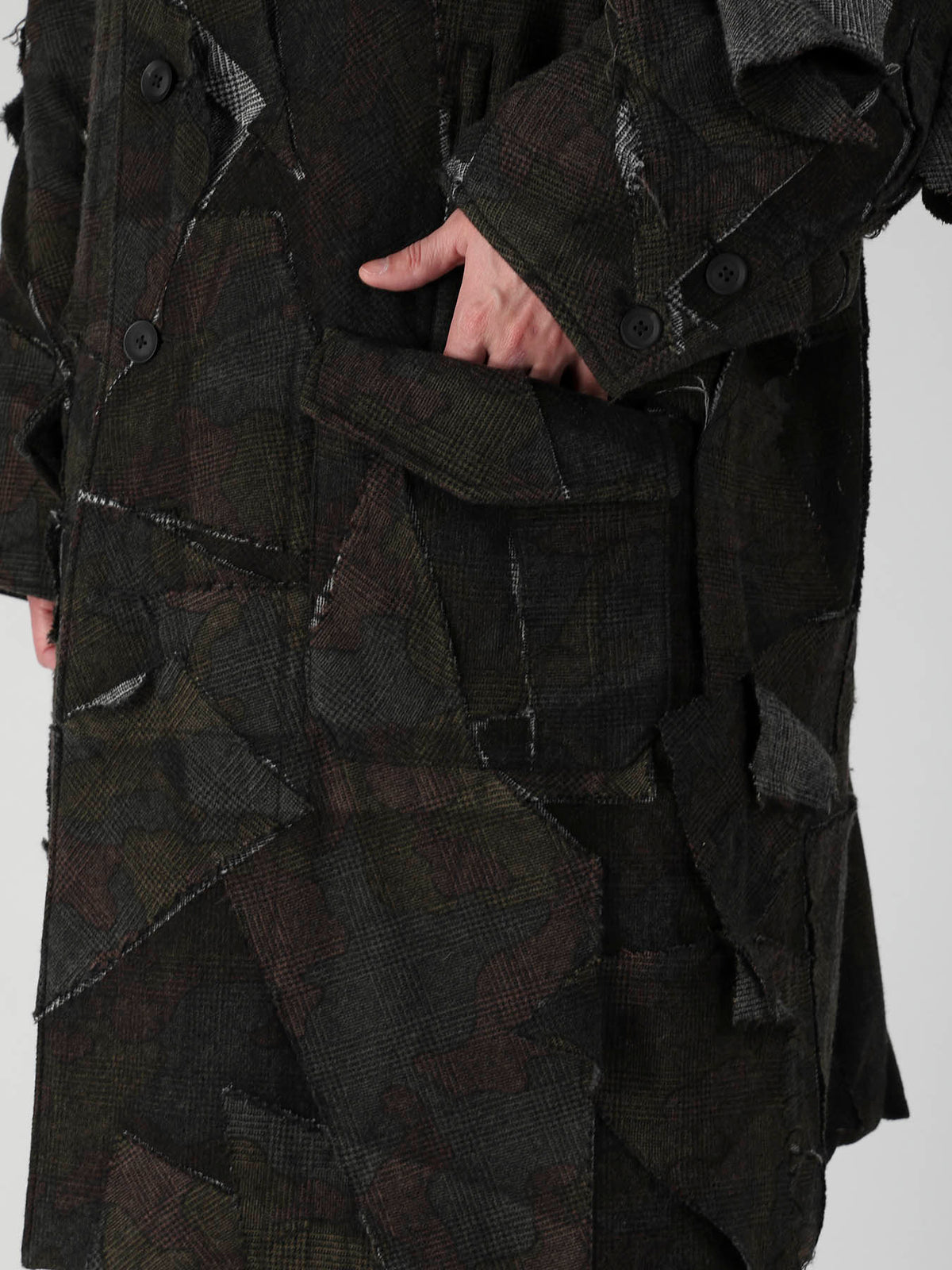 PATCHWORK ARMY CAMOUFLAGE RAGLAN COAT