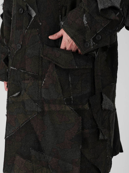 PATCHWORK ARMY CAMOUFLAGE RAGLAN COAT