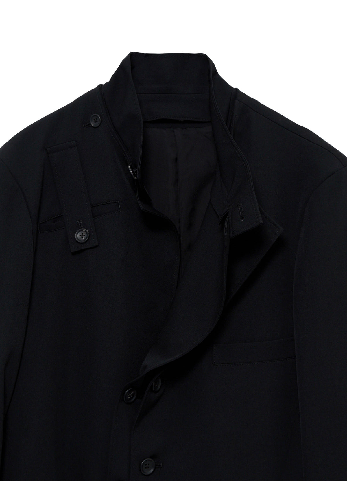 WOOL GABARDINE FRONT DETAIL COAT