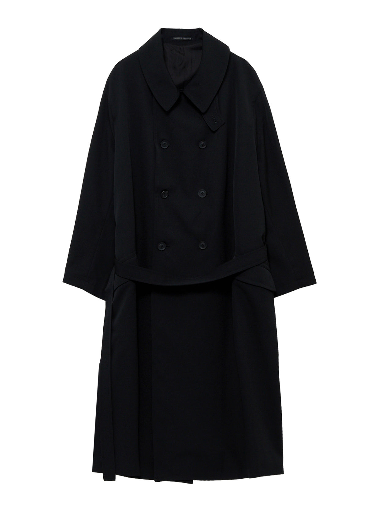 WOOL GABARDINE BACK SIDE BELT COAT