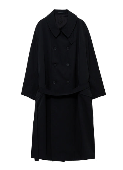WOOL GABARDINE BACK SIDE BELT COAT