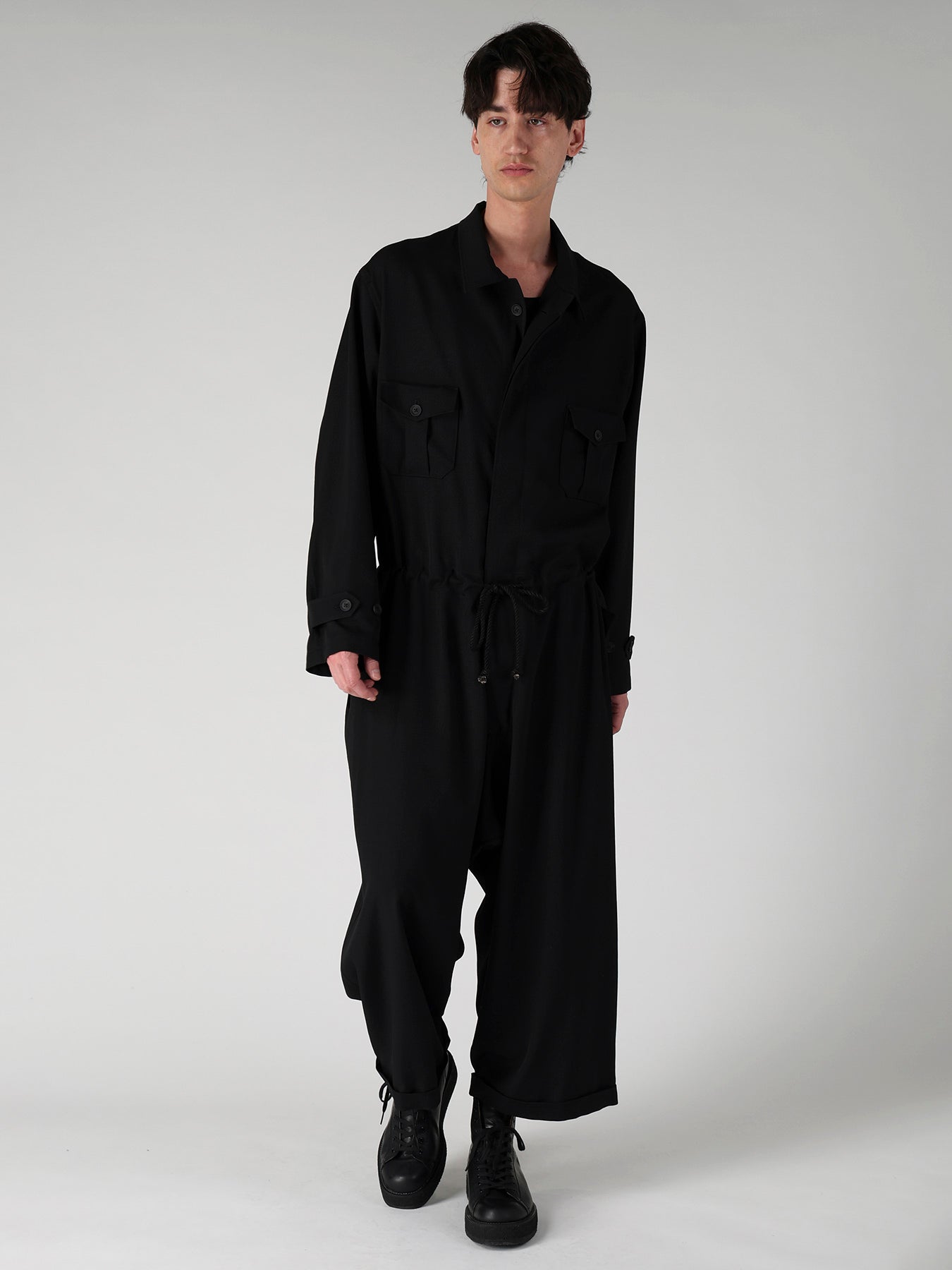 WOOL GABARDINE BUTTON OVERALL