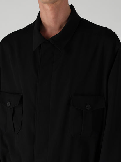WOOL GABARDINE BUTTON OVERALL