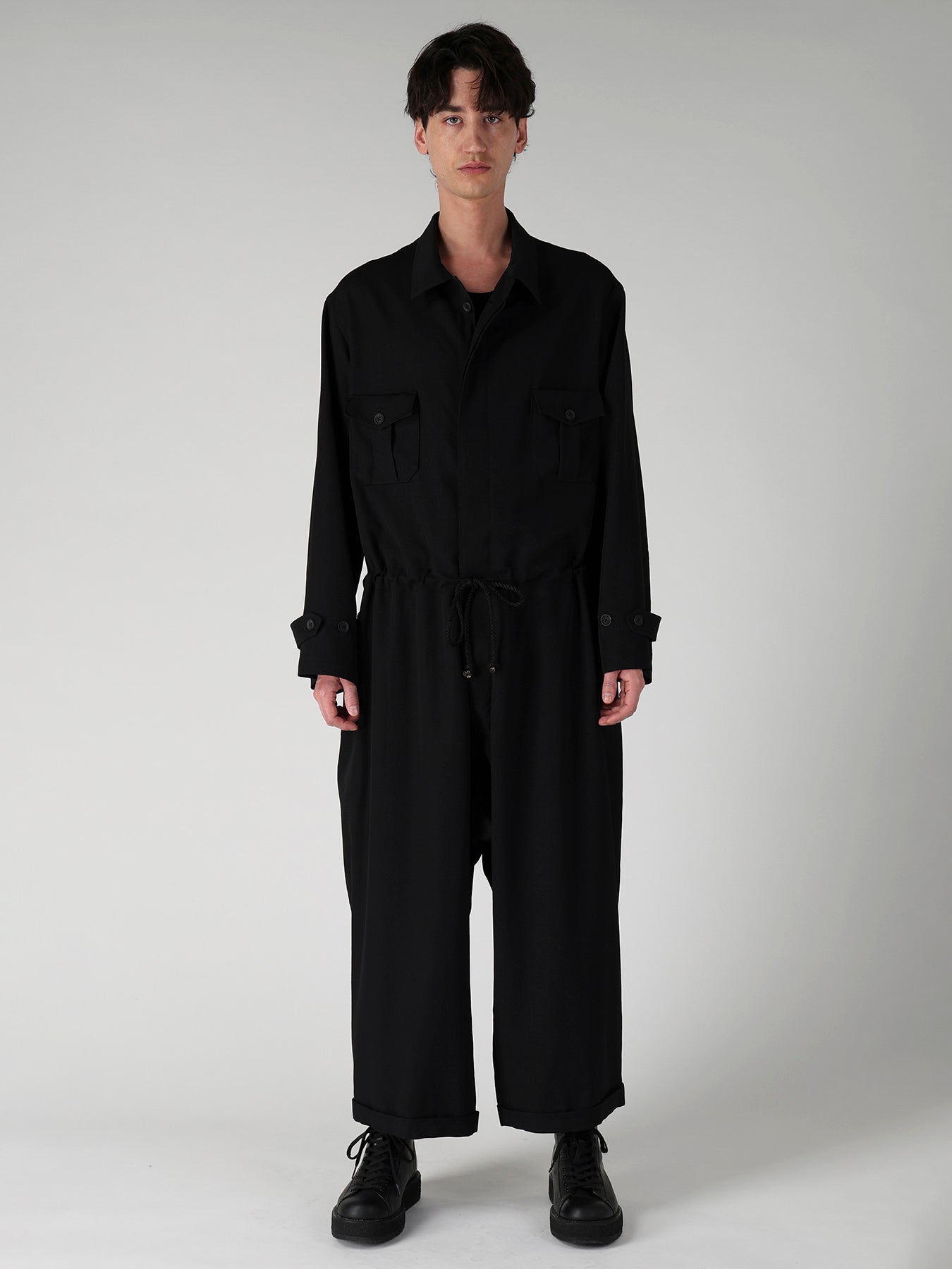 WOOL GABARDINE BUTTON OVERALL