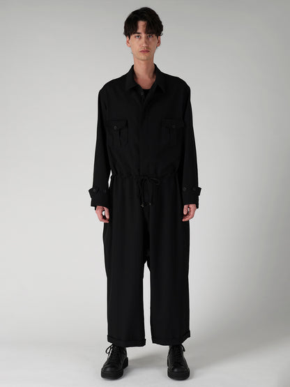 WOOL GABARDINE BUTTON OVERALL