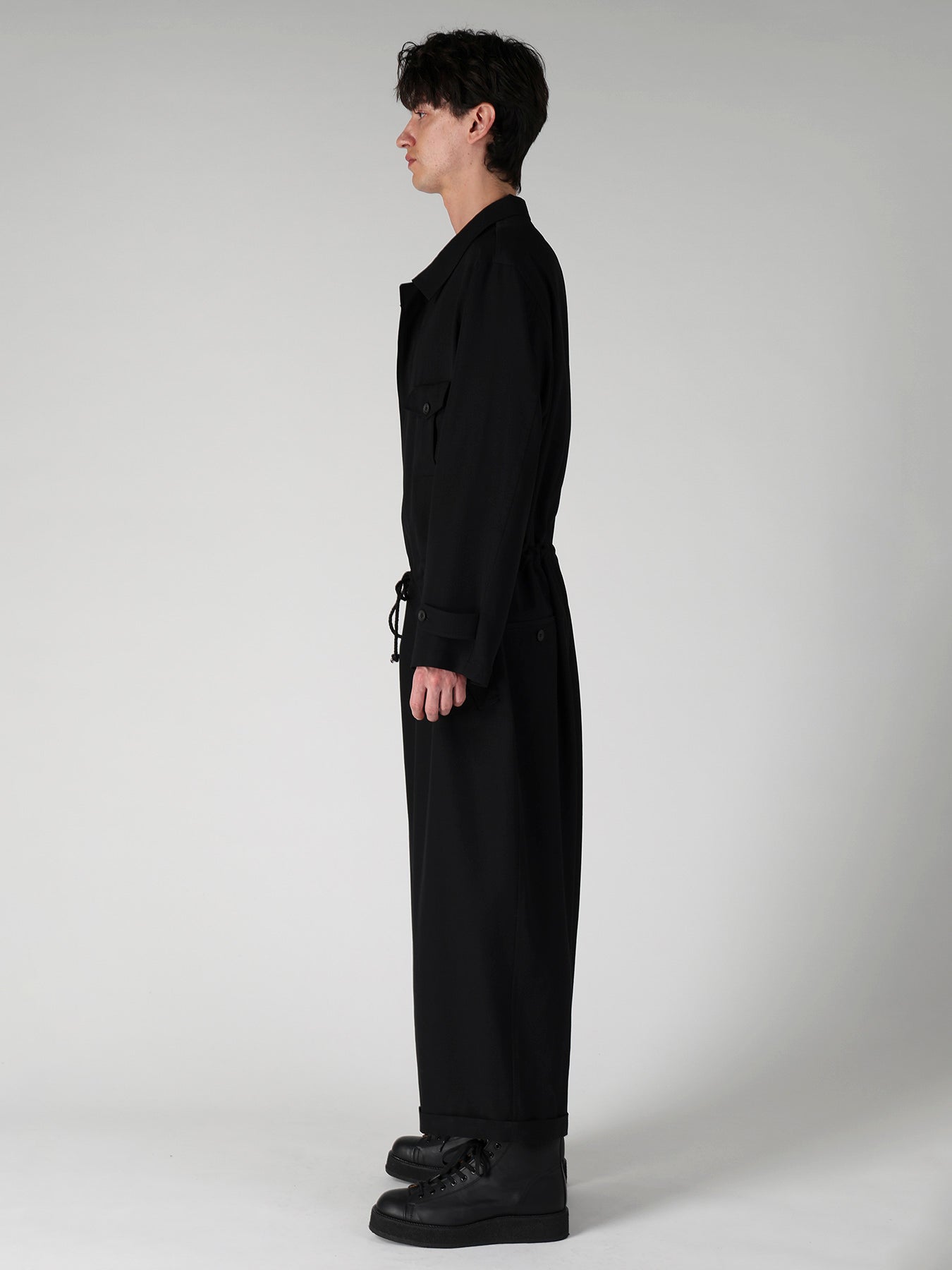 WOOL GABARDINE BUTTON OVERALL