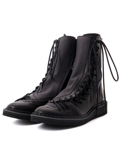 C CANVAS HORSE SIDE LACE-UP BOOTS