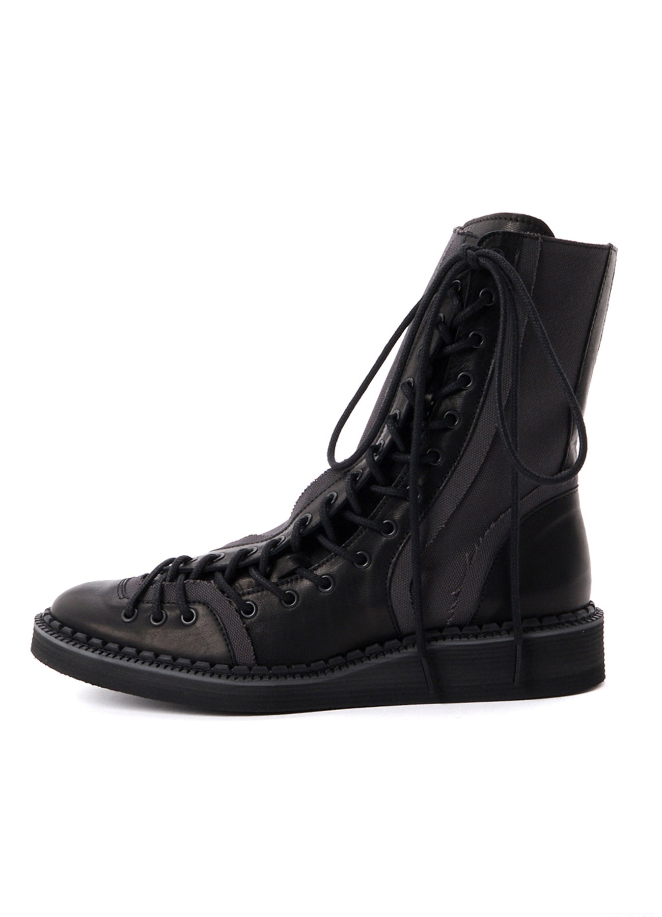 C CANVAS HORSE SIDE LACE-UP BOOTS