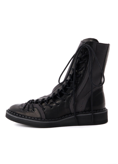 C CANVAS HORSE SIDE LACE-UP BOOTS