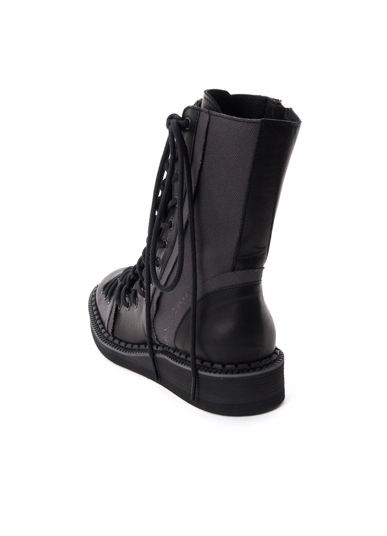 C CANVAS HORSE SIDE LACE-UP BOOTS