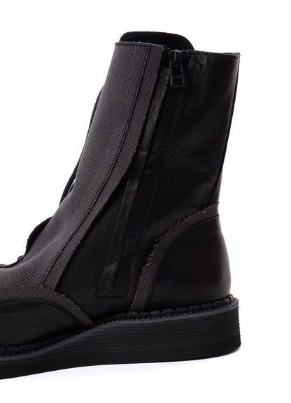 C CANVAS HORSE SIDE LACE-UP BOOTS