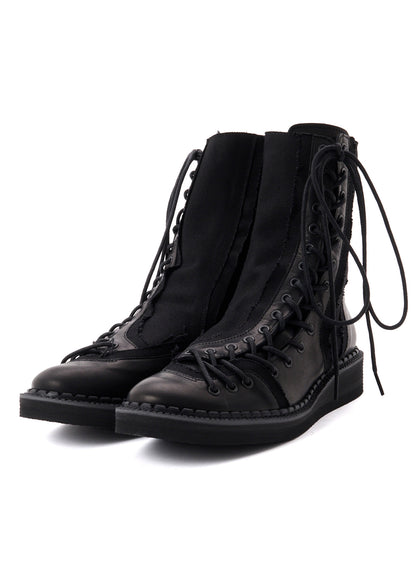 C CANVAS HORSE SIDE LACE-UP BOOTS